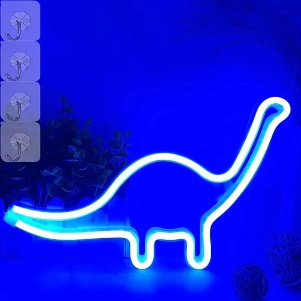 Neon Blue Dinosaur Animal Kid/Teen Wall Room Party Birthday Gift Decor LED Light